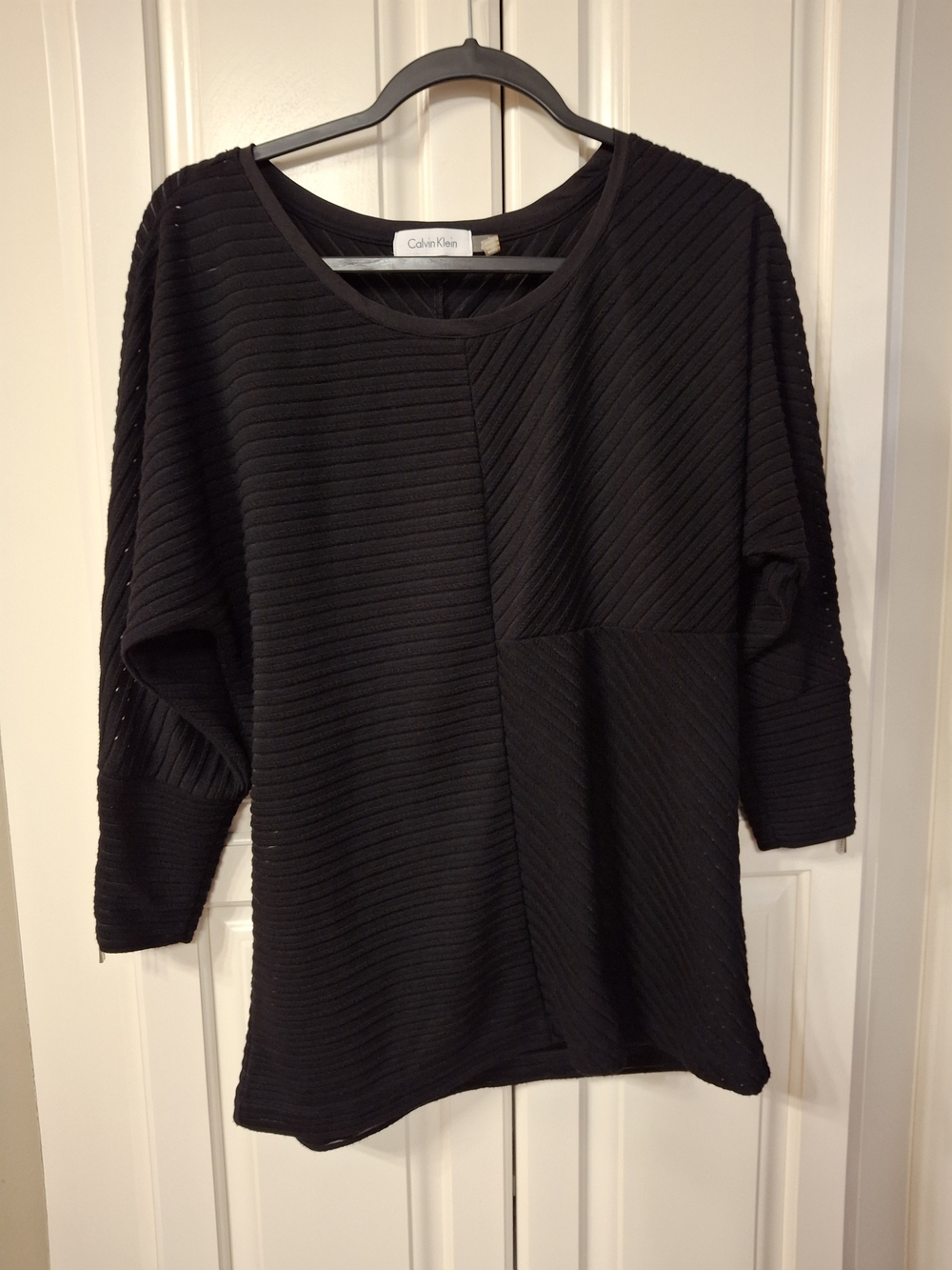 Calvin Klein Black Ribbed Boxy Knit Top